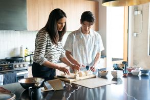 Padma Lakshmi and Eric Nam in Taste the Nation with Padma Lakshmi (2020)