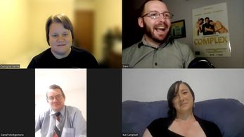 Kat Campbell, Georgina Neville, Davo Hardy, and Dan Monty in A Very Complex Decade: Celebrating 10 Years of a Nudist Sho