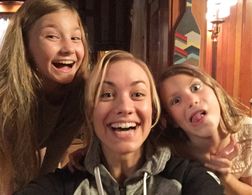 Goofing around with Yvonne Strahovski and Anna Pniowsky on the set of He's Out There