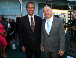 Jim Caviezel and David Zelon at an event for When the Game Stands Tall (2014)