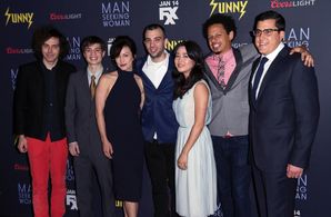 Jay Baruchel, Jonathan Krisel, Andrew Singer, Eric André, Simon Rich, Britt Lower, and Maya Erskine at an event for Man 