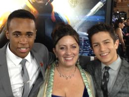 Lauren Patrice Nadler with students Khylin Rhambo and Aramis Knight at the LA premiere of ENDERS GAME