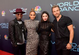 Jennifer Lopez, Jenna Dewan, Ne-Yo, and Derek Hough at an event for World of Dance (2017)