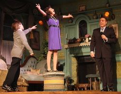 Anthony Scarpone-Lambert, Brigid Harrington, and Tom Souhrada perform their award winning skit at Broadway's 23rd Annual