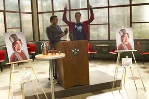 Dino Stamatopoulos, Danny Pudi, and Donald Glover in Community (2009)