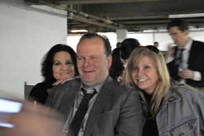 Debra Markowitz, Robert Clohessy and Kory Diskin on the set of My Cross to Bear