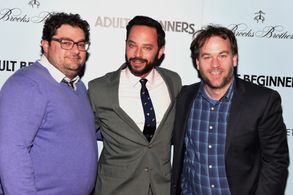 Bobby Moynihan, Nick Kroll, and Mike Birbiglia at an event for Adult Beginners (2014)