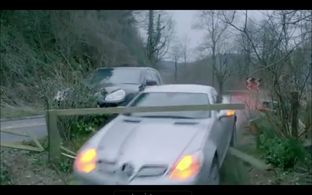 Driving the silver mercedes