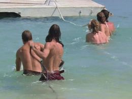 Shane Powers, Courtney Marit, Aras Baskauskas, Danielle DiLorenzo, and Terry Deitz in Survivor (2000)