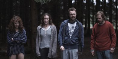 Rory Keenan, Ciarán McMenamin, Alex Reid, and Kelly Campbell in One Hundred Mornings (2009)