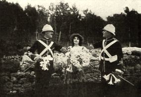 Richard Neill, Laura Sawyer, and Ben F. Wilson in For Valour (1912)