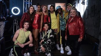 Busy Philipps, Renée Elise Goldsberry, Paula Pell, Dash Perry, and Sara Bareilles in Girls5eva (2021)