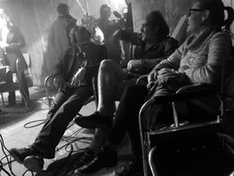 Caito Ortiz (Director),Paulo Tiefenthaler (Actor) and Camila Groch (Executice Producer) on the set of JULES & DOLORES, 