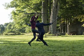 Clé Bennett and Kiki Sukezane in Heroes Reborn (2015)