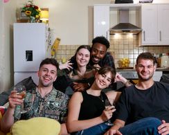 Leon Dean, Ella Djurovich, Gino Wilson, Yannick Budd, and Hayley Osborne in The Birthday Dinner Trilogy: Host (2022)