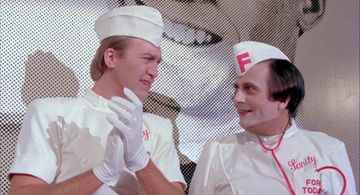 Barry Humphries and Jeremy Newson in Shock Treatment (1981)