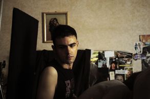 Simone Bozzelli on the set of 