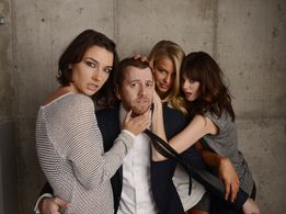 Jordan Rubin, Rachel Melvin, Cortney Palm, and Lexi Atkins at an event for Zombeavers (2014)