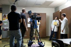 Joe Filippone with cast and crew in 