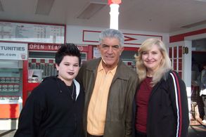 Brandon Hannan-Vito,Jr.,Frank Vincent, Helen Proimos on location at Apple Gate Farms, 