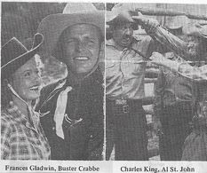 Buster Crabbe, Frances Gladwin, Charles King, and Al St. John in Cattle Stampede (1943)
