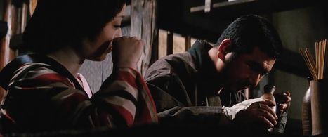 Yûko Hama and Shintarô Katsu in Zatoichi and the One-Armed Swordsman (1971)