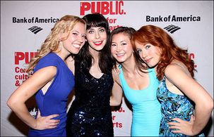 Audrey Lynn Weston with Patti Murin, Kimiko Glenn and Maria Thayer at opening night of 