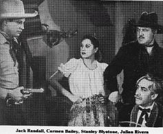 Carmen Bailey, Stanley Blystone, Jack Randall, and Julian Rivero in Drifting Westward (1939)
