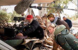 On-set, CARGO (L-R): Geoffrey Simpson, Ben Howling, Yolanda Ramke