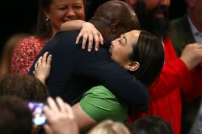 Barry Jenkins and Lulu Wang at an event for 35th Film Independent Spirit Awards (2020)