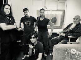 William Christopher Ford, Jim Towns, Michelle Manu, Gerald Okamura and Elias Villongco on the set of Immortal Hands