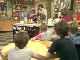 Bob Carolgees, Gary Glitter, Sandi Toksvig, and Nick Staverson in No 73 (1982)