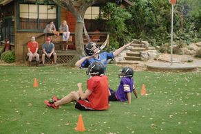 Miranda May, Karan Brar, and Kevin Quinn in Bunk'd (2015)