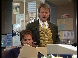 Robert Duncan and Neil Pearson in Drop the Dead Donkey (1990)