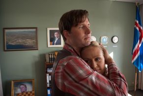 Actor Hilmir Snaer Gudnason (as Hrafnkell) and actress Ragnhildur Steinunn (as Hanna)