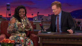 Conan O'Brien and Ta'Rhonda Jones in Conan (2010)