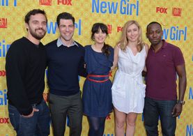 Zooey Deschanel, Max Greenfield, Lamorne Morris, Elizabeth Meriwether, and Jake Johnson at an event for New Girl (2011)