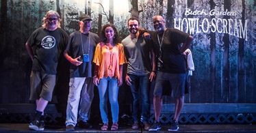 On Tampa, Florida set of Busch Gardens broadcast commercial L - R: director Dean Karr; producer Arthur Gorson, Leading a