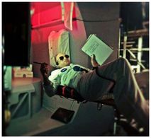 On set as Buzz Aldrin in 8 Days: To the Moon and Back