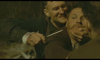 Still of Mark Ashworth and Tom Hardy on set in Coweta County GA.Lawless