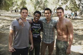 Michael Steger, Ryan Lochte, Matt Lanter, and Tristan Mack Wilds in 90210 (2008)