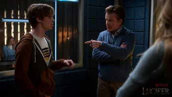 Anna Grace Barlow, Graham Clarke, and Michael Provost in Lucifer (2016)