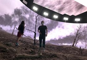 Still of Ryan and Didier on the set of IF