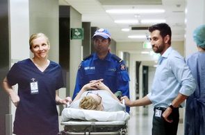 Amanda Laing and Mansoor Noor on the set of 