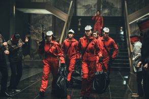 Nairobi, Lee Won-Jong, Jang Yoon-ju, Moscow, Ji Hun Kim, Park Hae-soo, and Lee Hyun-woo in Money Heist: Korea - Joint Ec