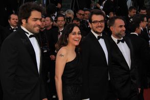 Otto Jr., Alessandra Negrini, Rodrigo Teixeira (RT Features) and Karim Aïnouz in Cannes Film Festival - Red Carpet (2011