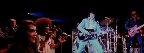 Elvis Presley, James Burton, Kathy Westmoreland, Myrna Smith, Estell Brown, Sylvia Shemmell, and Bill Baize in Elvis on 