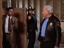 Carroll O'Connor, Alan Autry, and Howard E. Rollins Jr. in In the Heat of the Night (1988)