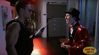 Still of Parker Pannell performing magic as Magic Man Matty G in ApocaFISH