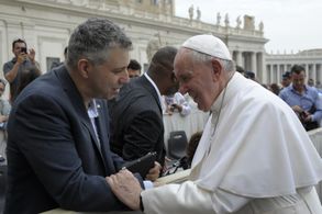 Pope Francis & Evgeny Afineevsky during filming 